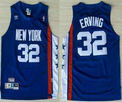 Brooklyn Nets #32 Julius Erving Blue Throwback Authentic Stitched NBA jersey