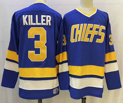 Charlestown Chiefs #3 Dave Killer Blue Movie Stitched NHL Jersey