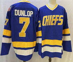 Charlestown Chiefs #7 Reggie Dunlop Blue Movie Stitched NHL Jersey