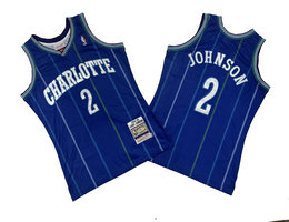 Charlotte Hornets #2 Larry Johnson Purple 84-85 Hardwood Classic Authentic Stitched NBA Jersey