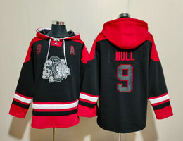 Chicago Blackhawks #9 Bobby Hull Black Skull All Stitched Hooded Sweatshirt