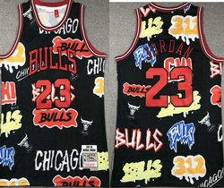 Chicago Bulls #23 Michael Jordan Doodle Hardwood Classic Authentic Stitched NBA Jersey