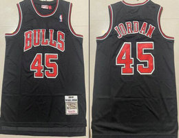 Chicago Bulls #45 Michael Jordan Black 94-95 Hardwood Classics Authentic Stitched NBA Jersey