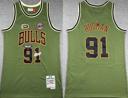 Chicago Bulls #91 Dennis Rodman Green 1997-98 final Hardwood Classic Stitched NBA Jersey