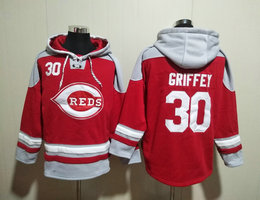 Cincinnati Reds #30 Ken Griffey Red All Stitched Hooded Sweatshirt