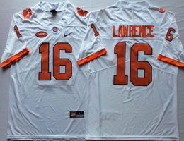 Clemson Tigers #16 Trevor Lawrence White Vapor Untouchable Authentic Stitched NCAA Jersey