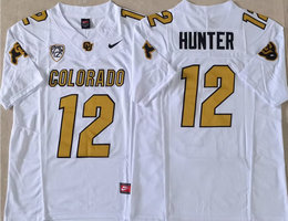 Colorado Buffaloes #12 Travis Hunter White arm with patch 2023 F.U.S.E Authentic Stitched NCAA Jersey