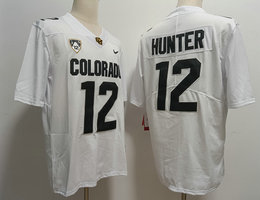 Colorado Buffaloes #12 Travis Hunter White no patch on arm Authentic Stitched NCAA Jersey