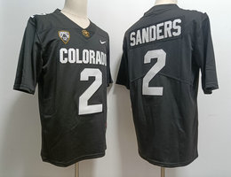 Colorado Buffaloes #2 Shedeur Sanders Black no patch on arm Authentic Stitched NCAA Jersey