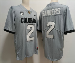 Colorado Buffaloes #2 Shedeur Sanders Gray Authentic stitched Football jersey