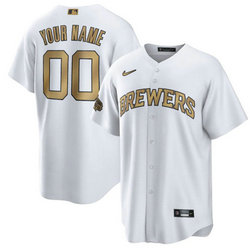 Custom Nike Milwaukee Brewers White 2022 All Star Authentic Stitched MLB Jersey