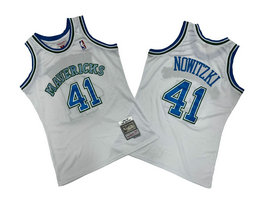 Dallas Mavericks #41 Dirk Nowitzki White 98-99 Hardwood Classic Authentic Stitched NBA Jersey