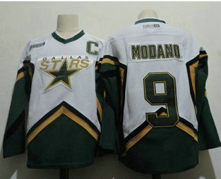 Dallas Stars #9 Mike Modano 2005 White CCM Throwback Stitched Vintage Hockey