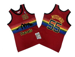 Denver Nuggets #55 Dikembe Mutombo Red 91-92 Hardwood Classics Authentic Stitched NBA jersey