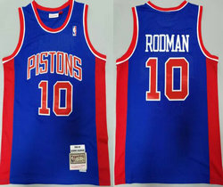 Detroit Pistons #10 Dennis Rodman Blue 1988-89 Hardwood Classic Authentic Stitched NBA Jersey