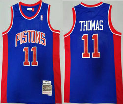 Detroit Pistons #11 Isiah Thomas Blue 1988-89 Hardwood Classic Authentic Stitched NBA Jersey