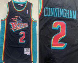 Detroit Pistons #2 Cade Cunningham Black Hardwood Classics Authentic Stitched NBA jersey