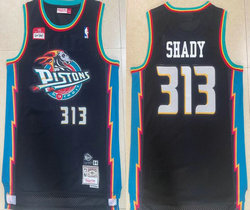 Detroit Pistons #313 Slim Shady Black 1988-89 Hardwood Classics Authentic Stitched NBA jersey