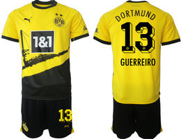 Dortmund 2023-24 #13 GUERREIRO Home Soccer Club Jersey