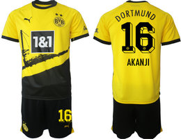 Dortmund 2023-24 #16 AKANJI Home Soccer Club Jersey