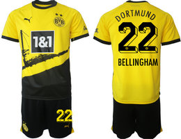 Dortmund 2023-24 #22 BELLINGHAM Home Soccer Club Jersey