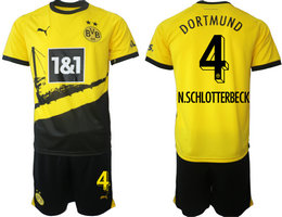 Dortmund 2023-24 #4 N.SCHLOTTERBECK Home Soccer Club Jersey