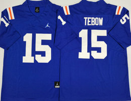 Florida Gators #15 Tim Tebow Blue Jordan Authentic Stitched NCAA Jersey