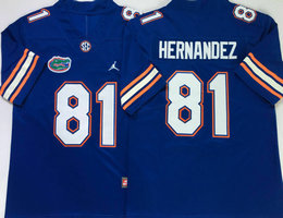 Florida Gators #81 Aaron Hernandez Blue With Patch Authentic Stitched NCAA Jersey