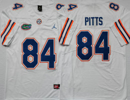 Florida Gators #84 Kyle Pitts Jordan White With Patch Authentic Stitched NCAA Jersey