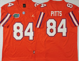 Florida Gators #84 Kyle Pitts Orange With patch Authentic Stitched NCAA Jersey