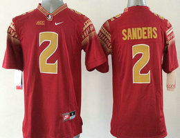Florida State Seminoles #2 Deion Sanders Red Yellow number College Stitched NCAA Jersey