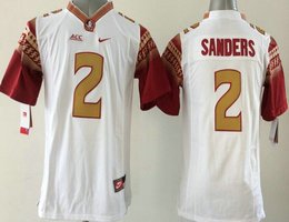 Florida State Seminoles #2 Deion Sanders White Yellow number College Stitched NCAA Jersey