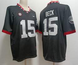 Georgia Bulldogs #15 Carson Beck with bullogs logo Authentic stitched Football jersey