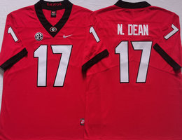 Georgia Bulldogs #17 Nakobe Dean Red Vapor Untouchable Limited Authentic Stitched NCAA Jersey