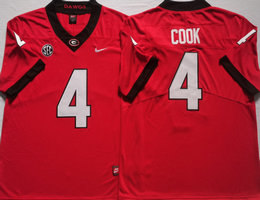 Georgia Bulldogs #4 James Cook Red Vapor Untouchable Limited Authentic Stitched NCAA Jersey
