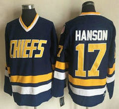 Hanson Brothers #17 Steve Hanson Blue Movie Stitched NHL Jersey