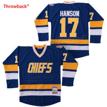 Hanson Brothers #17 Steve Hanson Blue Throwback Stitched Hockey Jersey