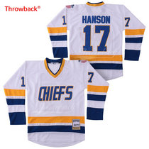 Hanson Brothers #17 Steve Hanson White Throwback Stitched Hockey Jersey