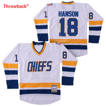 Hanson Brothers #18 Jeff Hanson White Throwback Stitched Hockey Jersey
