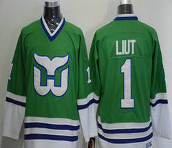 Hartford Whalers #1 Mike Liut Throwback Green Authentic Stitched NHL jersey