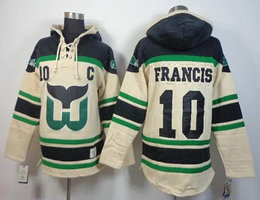 Hartford Whalers #10 Ron Francis Cream Sawyer Hooded Sweatshirt Authentic Stitched Jersey