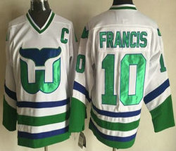 Hartford Whalers #10 Ron Francis Throwback White Authentic Stitched NHL jersey