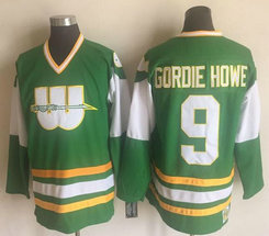 Hartford Whalers #9 Gordie Howe Green Throwback Authentic Stitched NHL jersey