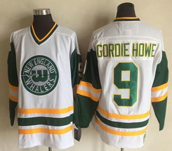 Hartford Whalers #9 Gordie Howe White Throwback Authentic Stitched NHL jersey