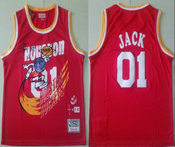 Houston Rockets #01 Jack Red Game Travis Scott Mitchell Ness Bleacher Report Authentic Stitched NBA Jersey