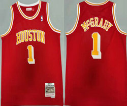 Houston Rockets #1 Tracy McGrady Red 2004-2005 Hardwood Classics Authentic Stitched NBA Jersey