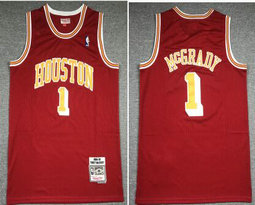 Houston Rockets #1 Tracy McGrady Red Hardwood Classics Authentic Stitched NBA Jersey