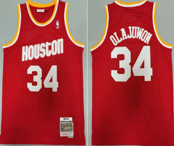 Houston Rockets #34 Hakeem Olajuwon Red 1993-94 Hardwood Classics Authentic Stitched NBA Jersey