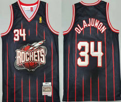 Houston Rockets #34 Hakeem Olajuwon Black 1996-97 Hardwood Classics Authentic Stitched NBA Jersey