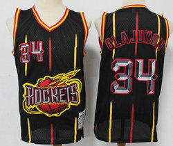 Houston Rockets #34 Hakeem Olajuwon Black Game Throwback Authentic Stitched NBA jersey